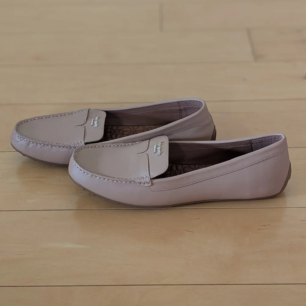 Kate Spade Leather Loafers Tan Made in Italy Flats 10.5-11 NWOT